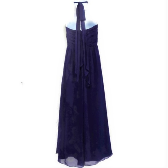 Alfred Angelo Gown Elegant Navy Blue Sweetheart Back Zip Tie Halter Prom S - Picture 2 of 8